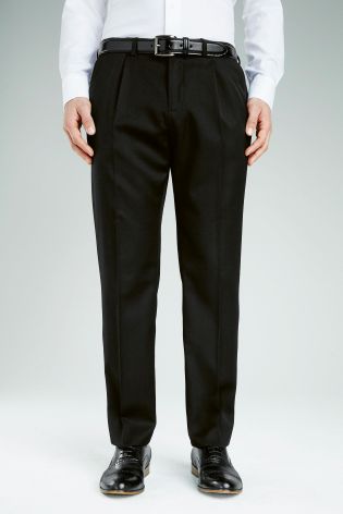 Wool Blend Pleated Trousers
